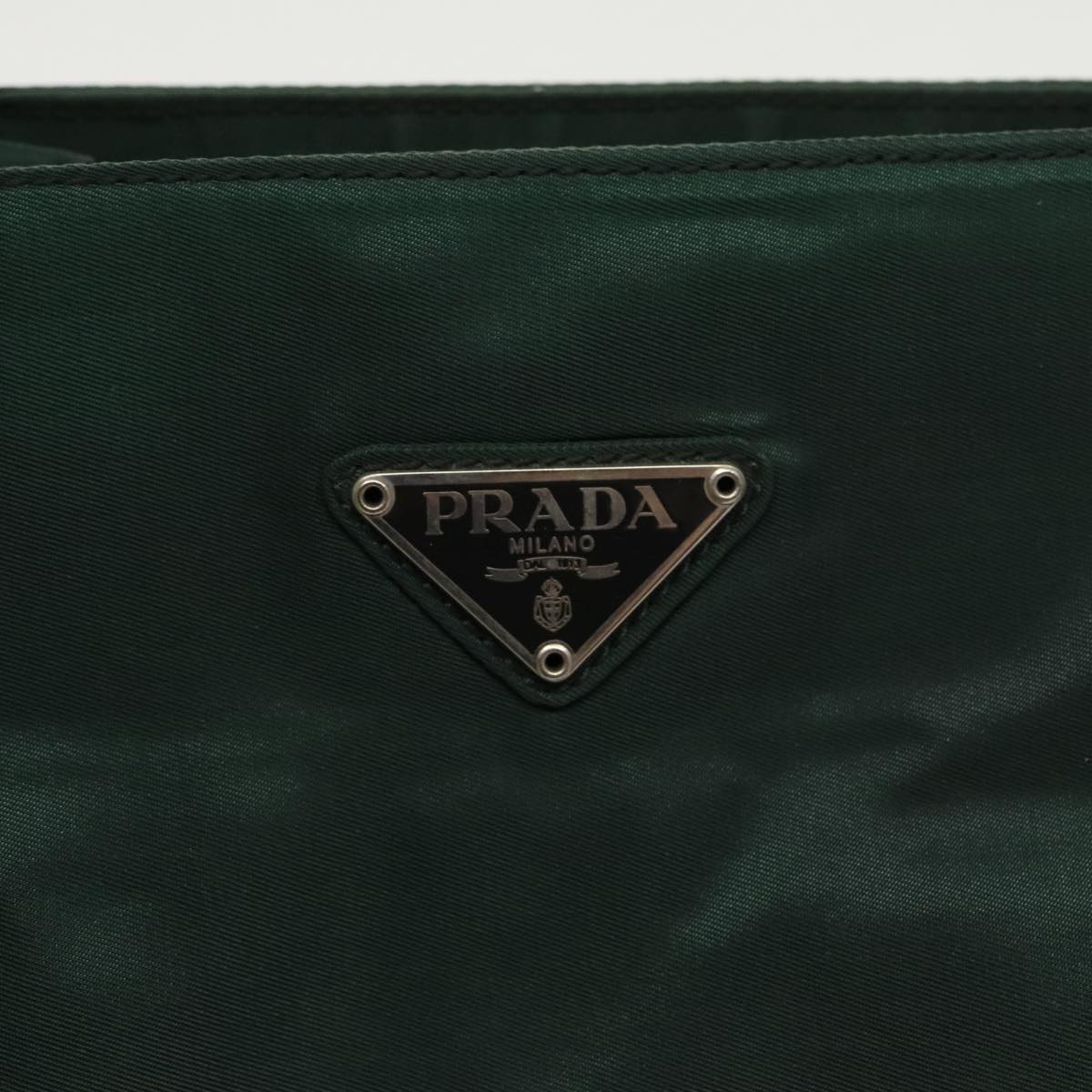 PRADA Hand Bag Nylon Green Silver Auth bs19724