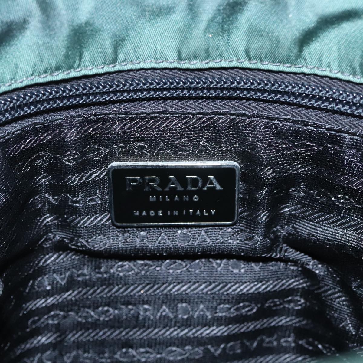 PRADA Hand Bag Nylon Green Silver Auth bs19724