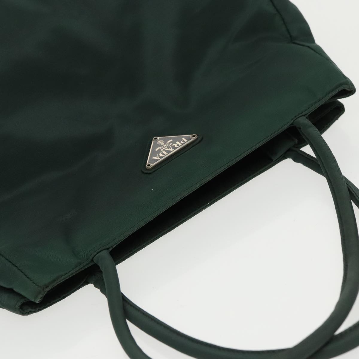 PRADA Hand Bag Nylon Green Silver Auth bs19724