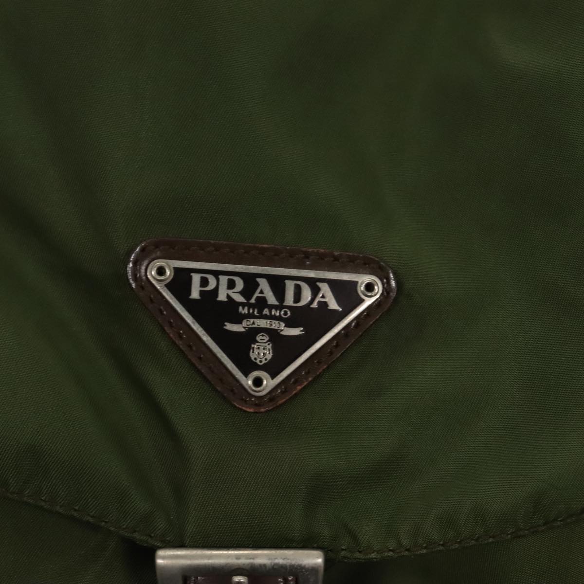 PRADA Backpack Nylon Khaki Silver Auth bs19725