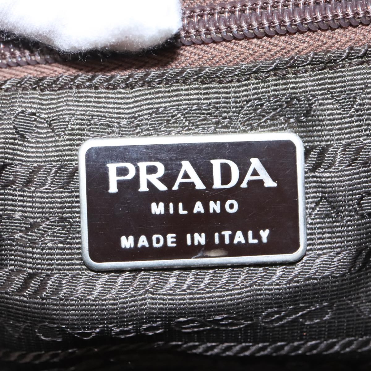 PRADA Backpack Nylon Khaki Silver Auth bs19725