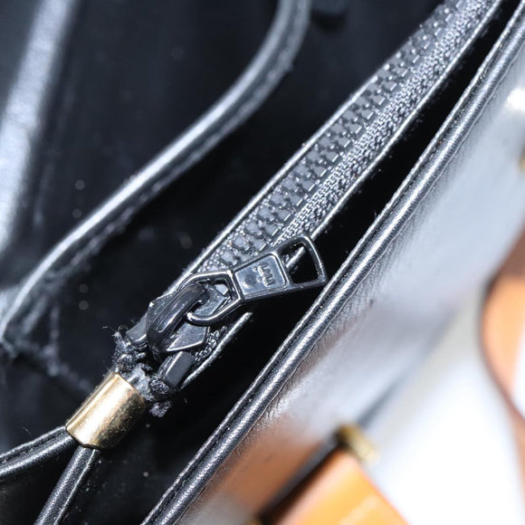 CELINE Hand Bag Leather Black Gold Auth bs19730