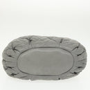 CHANEL Matelasse Hand Bag Leather 2way Gray CC Auth bs19745-6