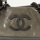 CHANEL Matelasse Hand Bag Leather 2way Gray CC Auth bs19745-19