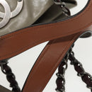 CHANEL Matelasse Hand Bag Leather 2way Gray CC Auth bs19745-8