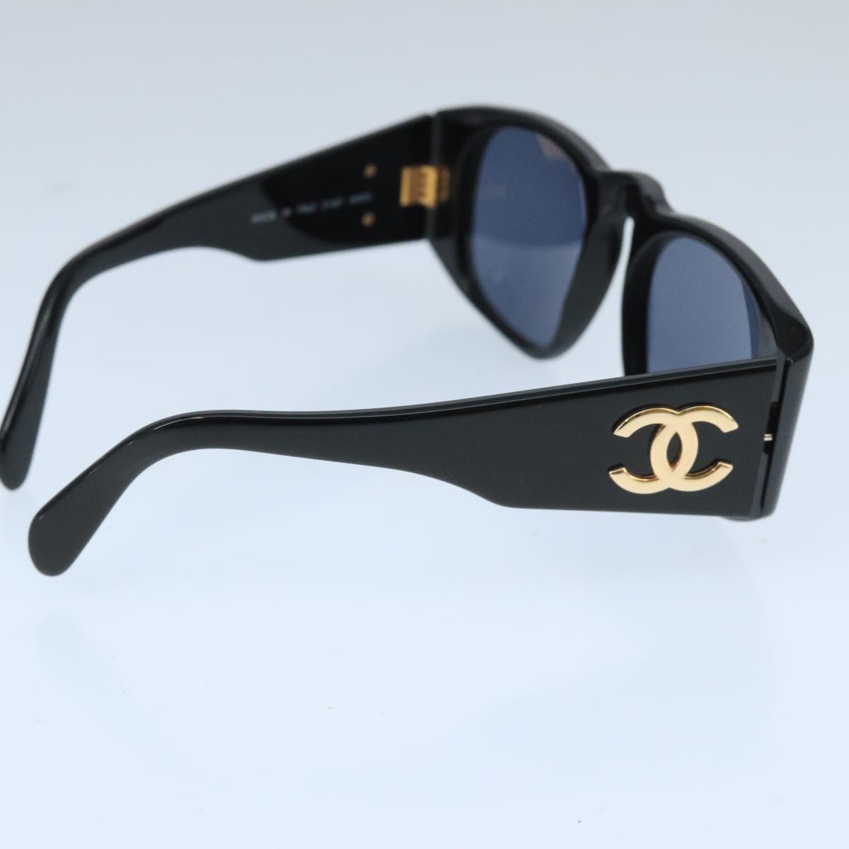 CHANEL Sunglasses plastic Black CC Auth bs19747