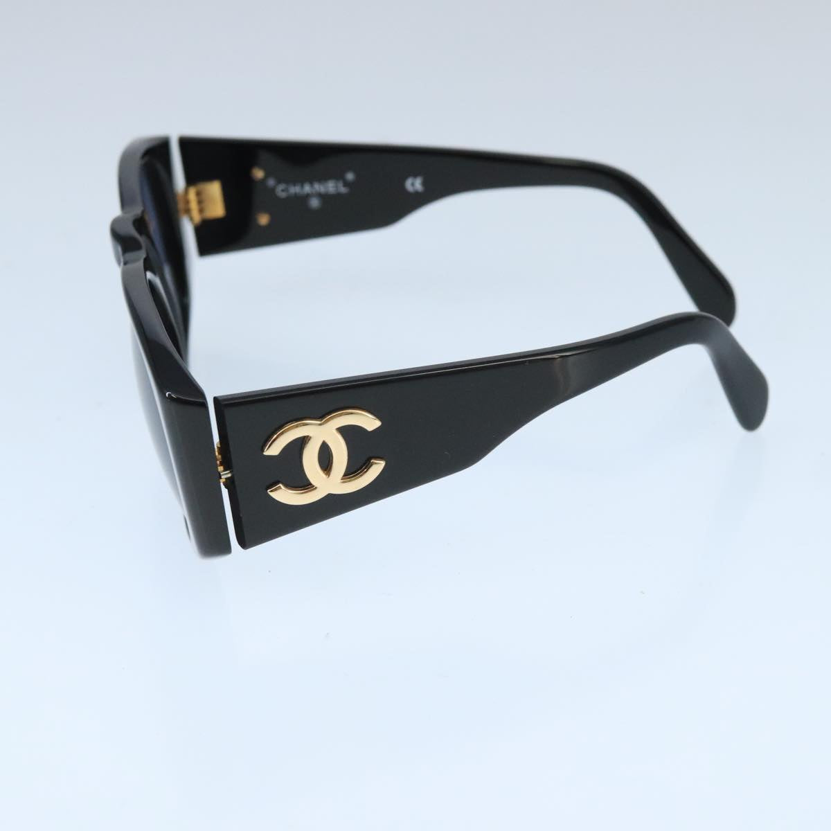 CHANEL Sunglasses plastic Black CC Auth bs19747