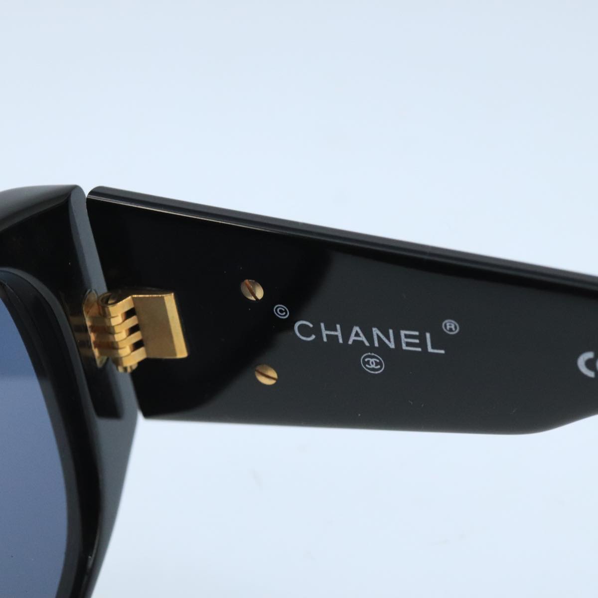 CHANEL Sunglasses plastic Black CC Auth bs19747