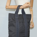 HERMES Her Line Cabas Tote Bag Nylon Gray Silver Auth bs19750-20