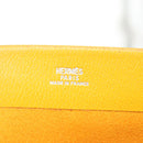 HERMES Kaierure roll Note Cover Leather Yellow Auth bs19753-18