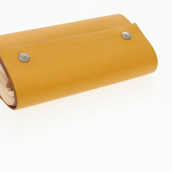 HERMES Kaierure roll Note Cover Leather Yellow Auth bs19753