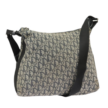 Christian Dior Trotter Canvas Shoulder Bag Navy Silver Auth bs19758