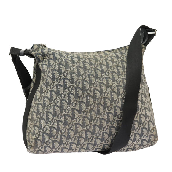 Christian Dior Trotter Canvas Shoulder Bag Navy Silver Auth bs19758