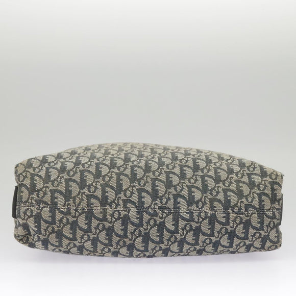 Christian Dior Trotter Canvas Shoulder Bag Navy Silver Auth bs19758