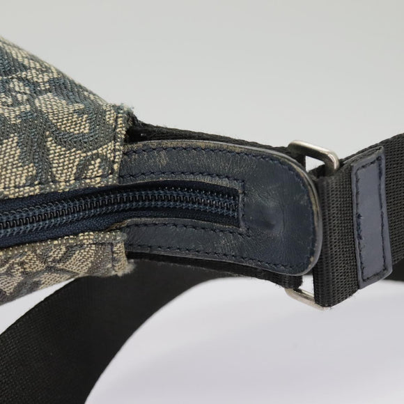 Christian Dior Trotter Canvas Shoulder Bag Navy Silver Auth bs19758