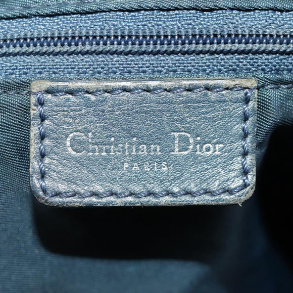 Christian Dior Trotter Canvas Shoulder Bag Navy Silver Auth bs19758