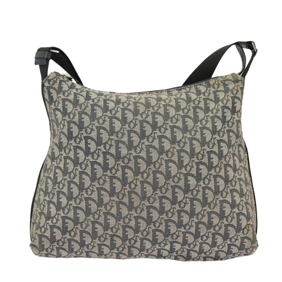 Christian Dior Trotter Canvas Shoulder Bag Navy Silver Auth bs19758