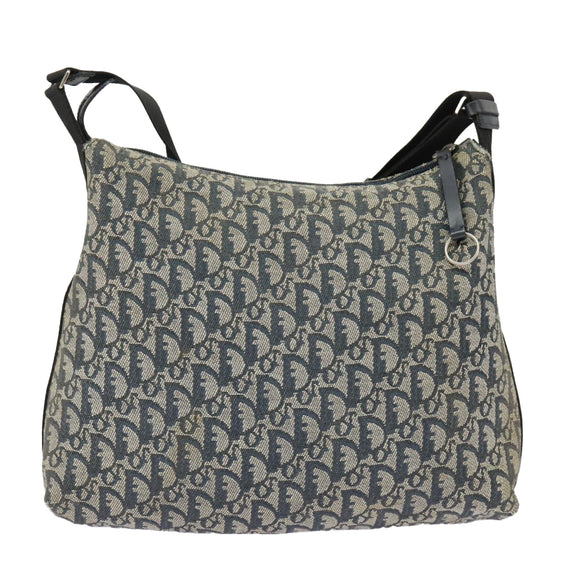 Christian Dior Trotter Canvas Shoulder Bag Navy Silver Auth bs19758