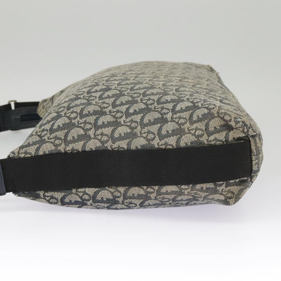 Christian Dior Trotter Canvas Shoulder Bag Navy Silver Auth bs19758