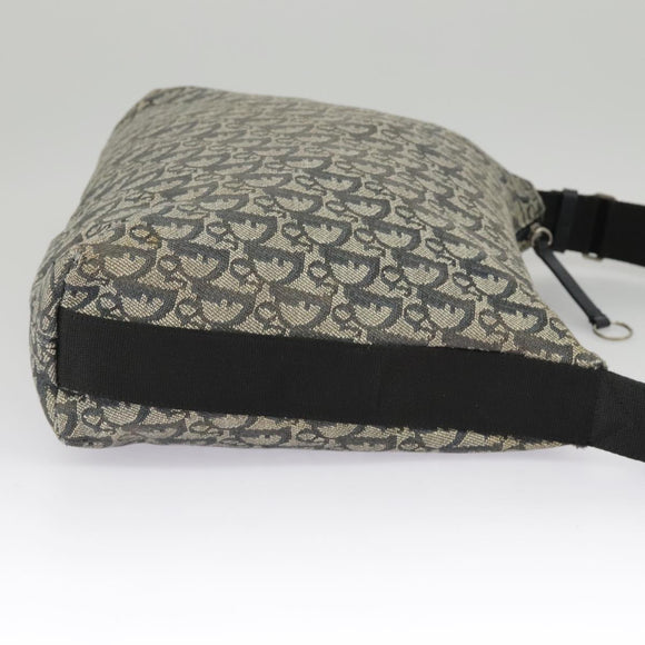 Christian Dior Trotter Canvas Shoulder Bag Navy Silver Auth bs19758