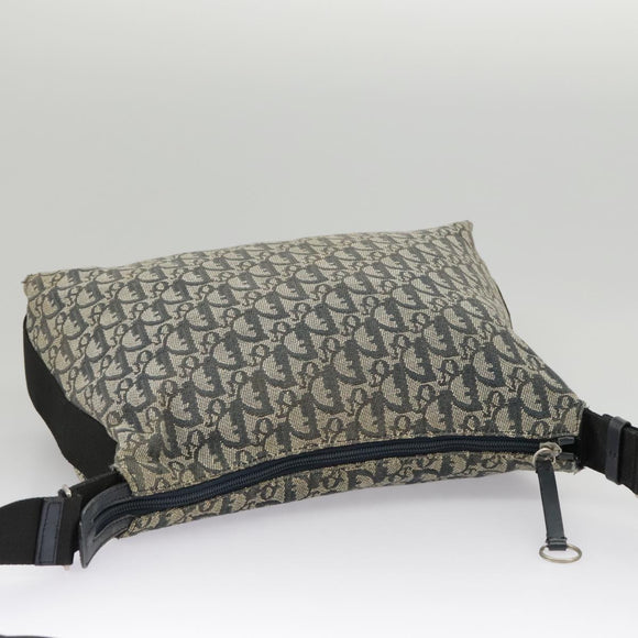 Christian Dior Trotter Canvas Shoulder Bag Navy Silver Auth bs19758
