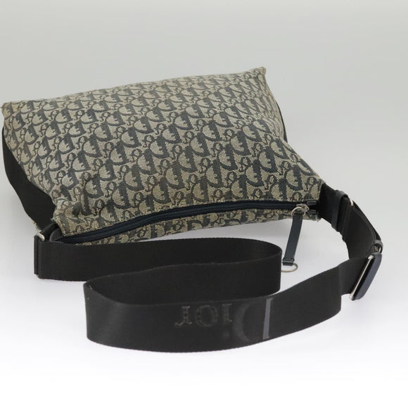 Christian Dior Trotter Canvas Shoulder Bag Navy Silver Auth bs19758