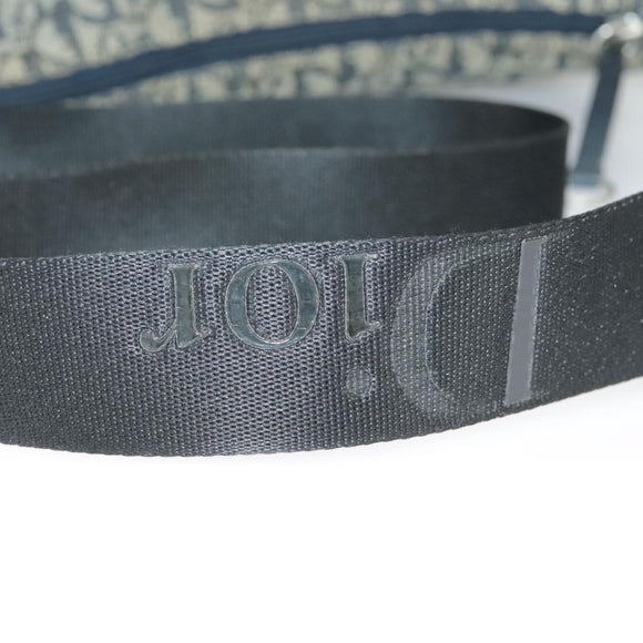 Christian Dior Trotter Canvas Shoulder Bag Navy Silver Auth bs19758