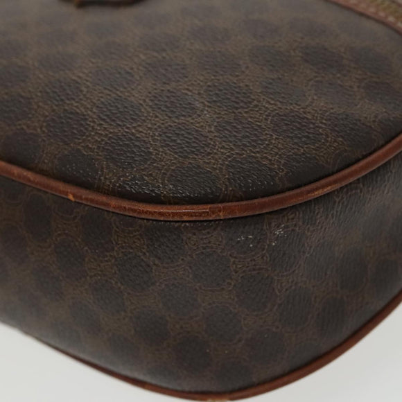 CELINE Macadam Canvas Shoulder Bag PVC Leather Brown Gold Auth bs19763