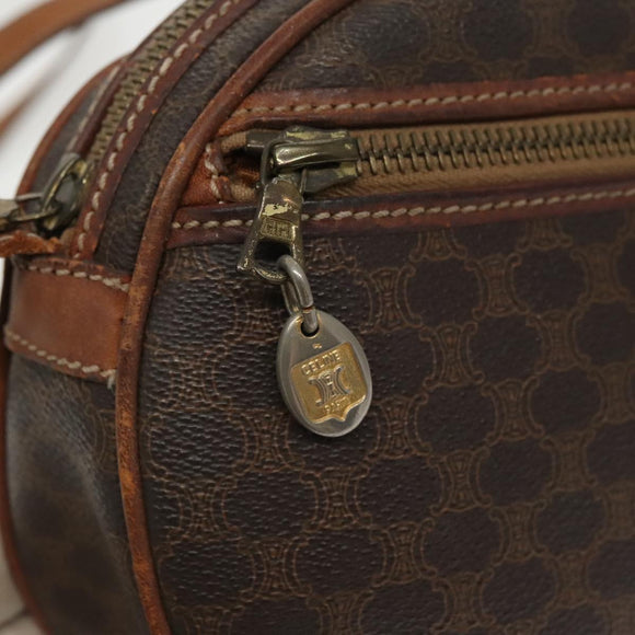 CELINE Macadam Canvas Shoulder Bag PVC Leather Brown Gold Auth bs19763