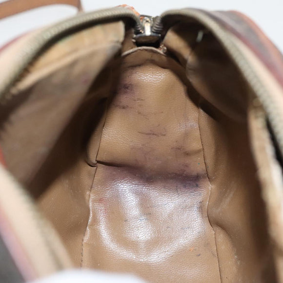 CELINE Macadam Canvas Shoulder Bag PVC Leather Brown Gold Auth bs19763