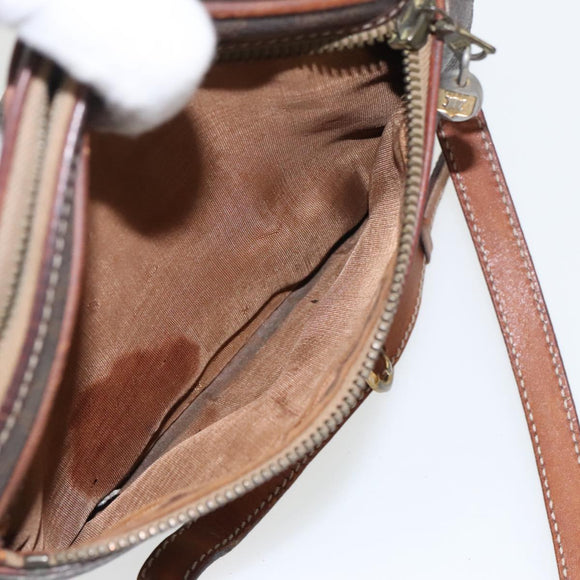 CELINE Macadam Canvas Shoulder Bag PVC Leather Brown Gold Auth bs19763