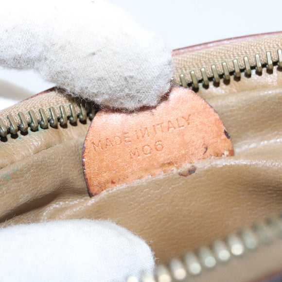 CELINE Macadam Canvas Shoulder Bag PVC Leather Brown Gold Auth bs19763