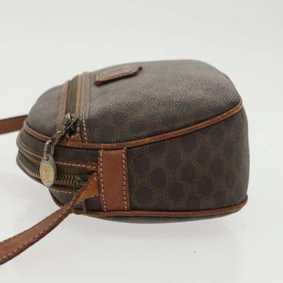 CELINE Macadam Canvas Shoulder Bag PVC Leather Brown Gold Auth bs19763