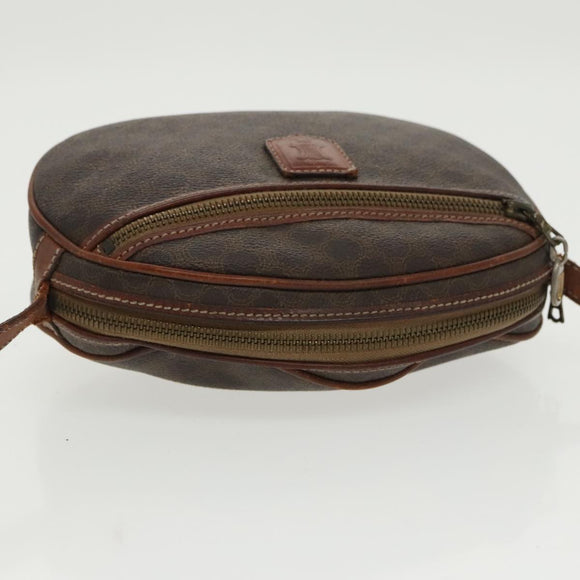 CELINE Macadam Canvas Shoulder Bag PVC Leather Brown Gold Auth bs19763