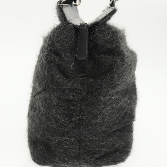 Salvatore Ferragamo Hand Bag Wool Gray Silver Auth bs19764