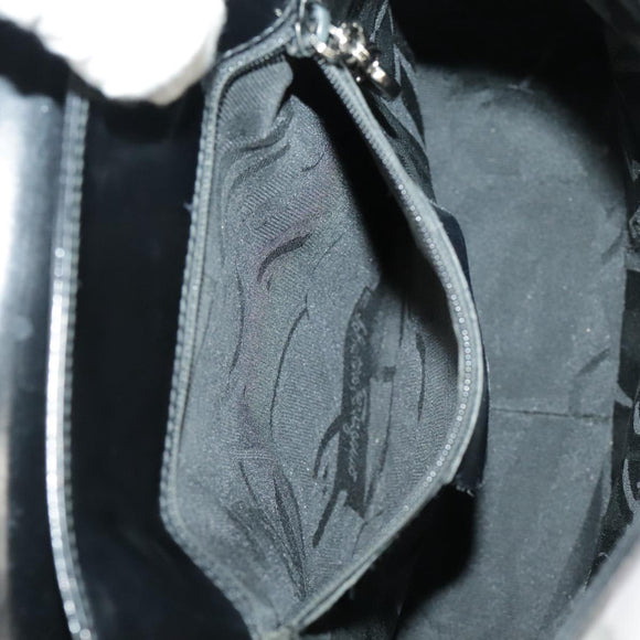 Salvatore Ferragamo Hand Bag Leather 2way Black Silver Auth bs19766