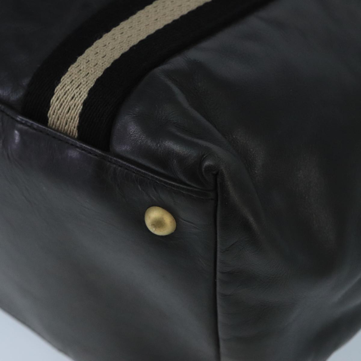 BALLY Tote Bag Leather Black Silver Gold Auth bs19767