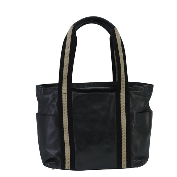 BALLY Tote Bag Leather Black Silver Gold Auth bs19767