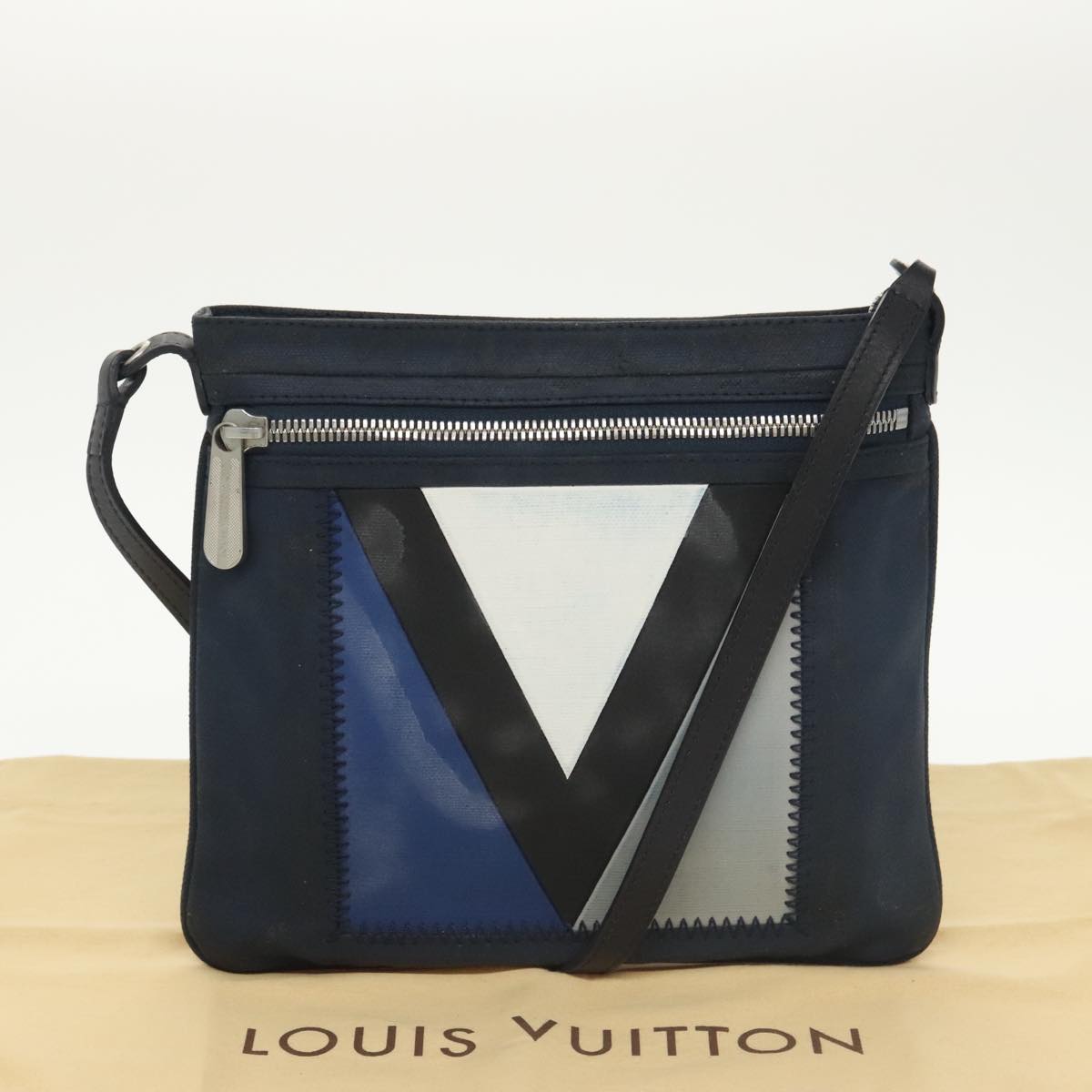 LOUIS VUITTON LV Cup Genoa Marine Shoulder Bag Navy Blue M80701 LV Auth bs19797