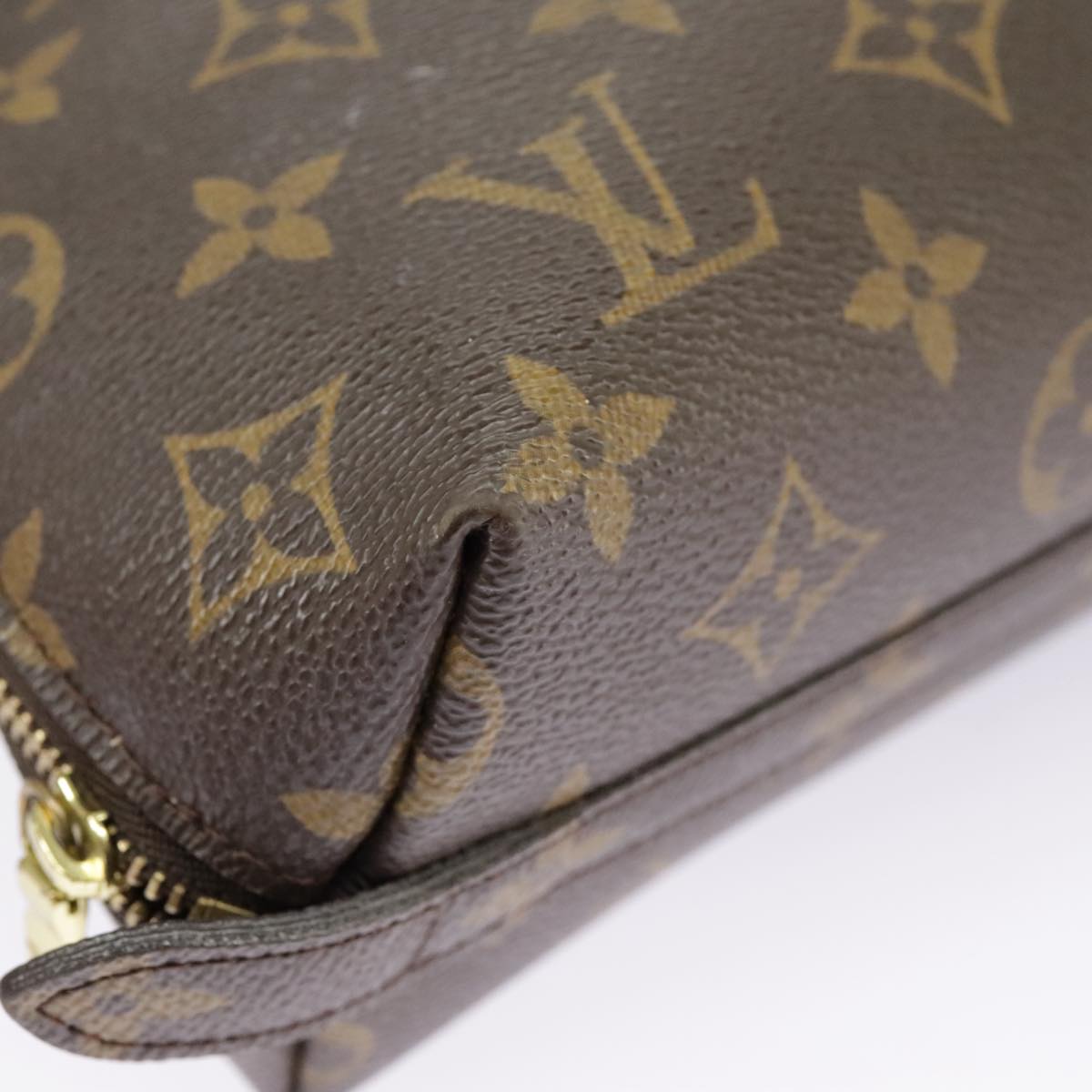 LOUIS VUITTON Monogram Trousse Demi Ronde Cosmetic Pouch M47520 LV Auth bs19805