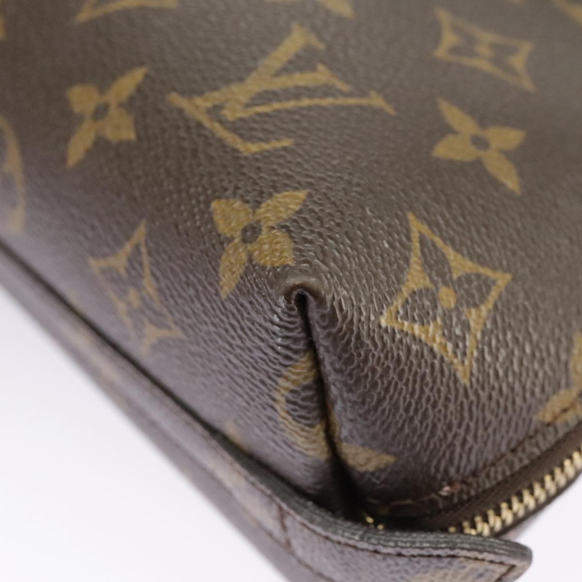 LOUIS VUITTON Monogram Trousse Demi Ronde Cosmetic Pouch M47520 LV Auth bs19805