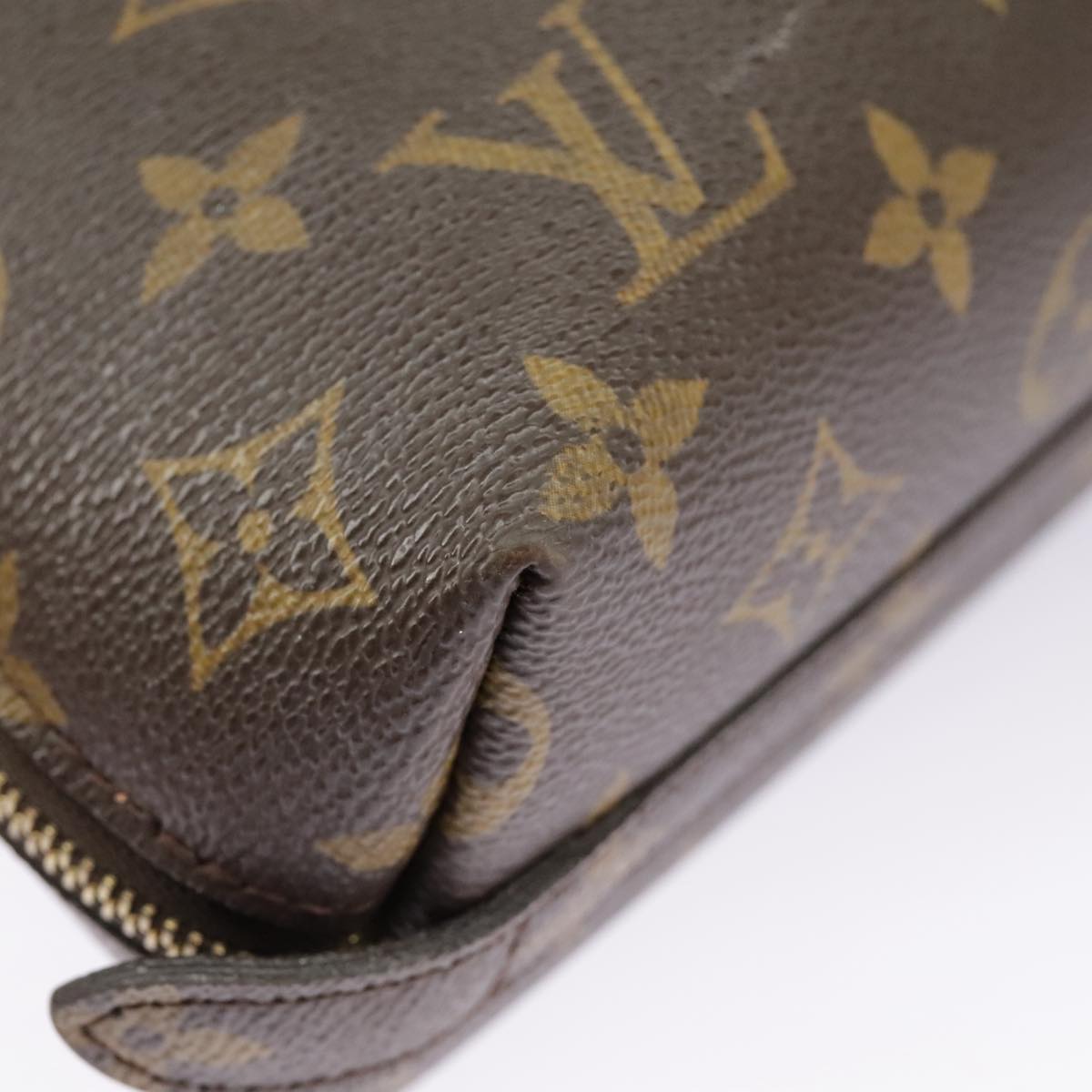 LOUIS VUITTON Monogram Trousse Demi Ronde Cosmetic Pouch M47520 LV Auth bs19805