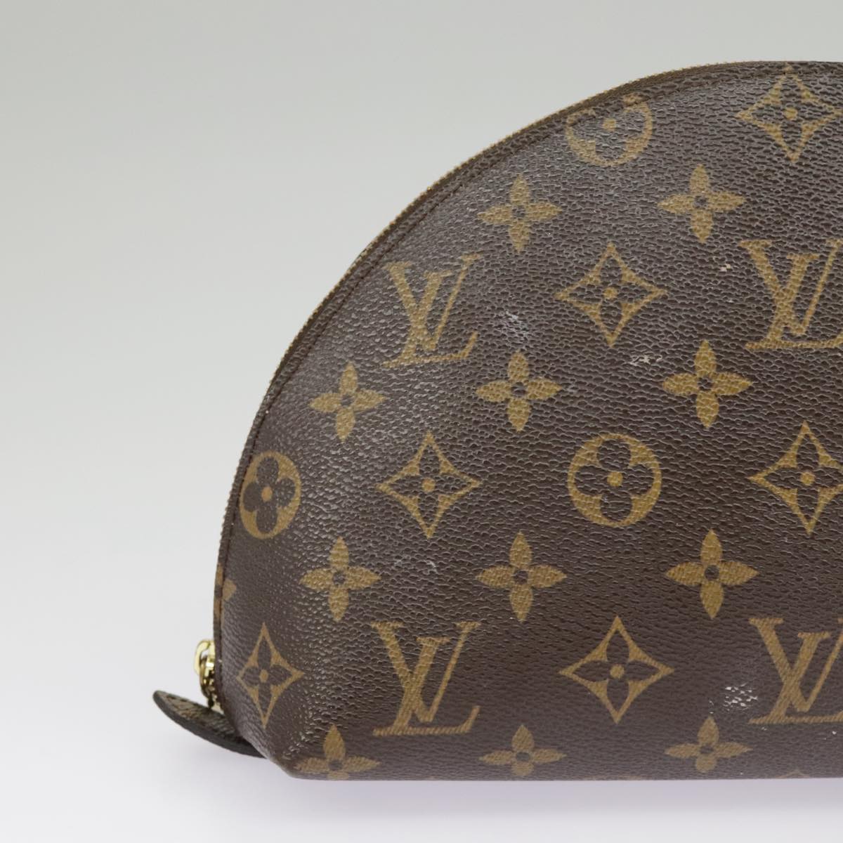 LOUIS VUITTON Monogram Trousse Demi Ronde Cosmetic Pouch M47520 LV Auth bs19805