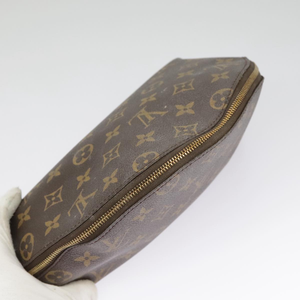 LOUIS VUITTON Monogram Trousse Demi Ronde Cosmetic Pouch M47520 LV Auth bs19805