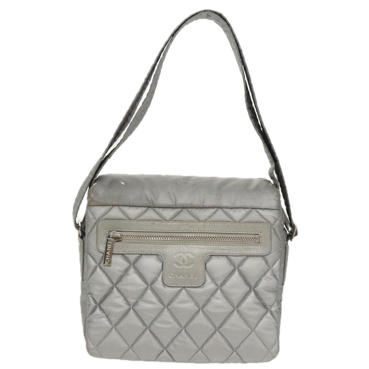 CHANEL Cococoon Shoulder Bag Silver CC Auth bs19808 - 0