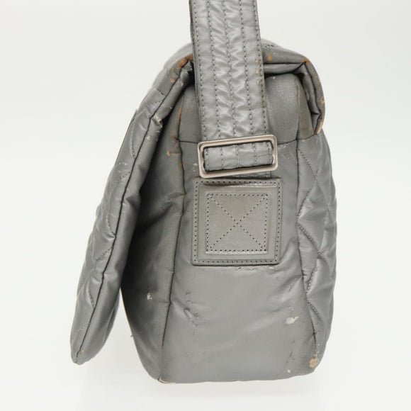 CHANEL Coco Cocoon Shoulder Bag Silver CC Auth bs19808
