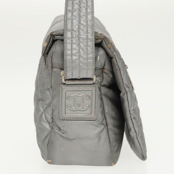 CHANEL Coco Cocoon Shoulder Bag Silver CC Auth bs19808