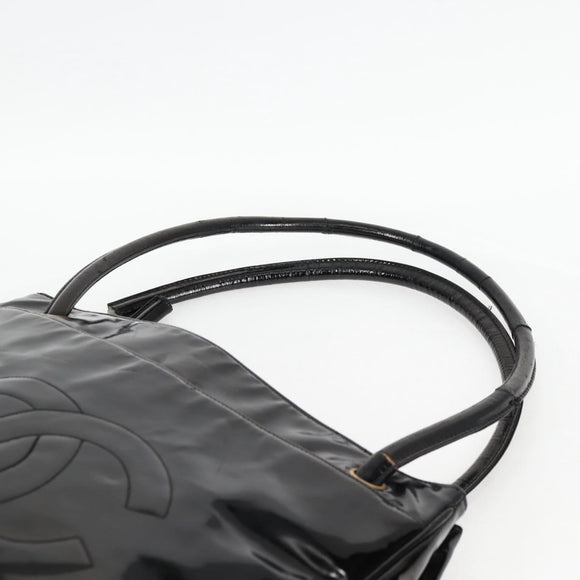CHANEL Tote Bag Patent Leather Black Gold CC Auth bs19813