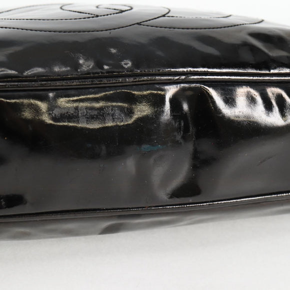 CHANEL Tote Bag Patent Leather Black Gold CC Auth bs19813