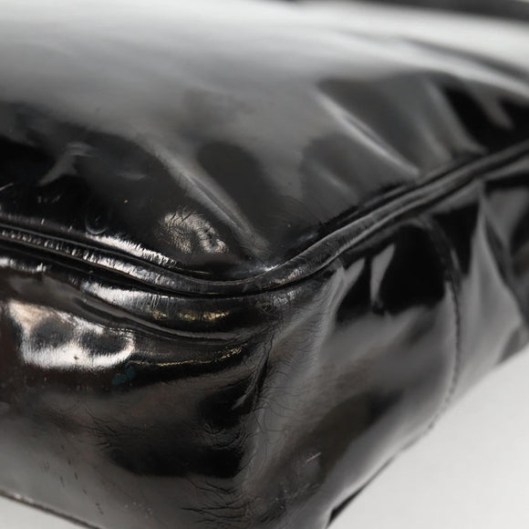 CHANEL Tote Bag Patent Leather Black Gold CC Auth bs19813